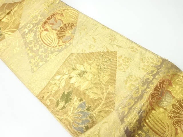 JAPANESE FUKURO OBI / SAGANISHIKI / WOVEN FLOWER & BIRD